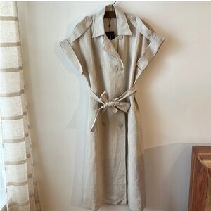 Massimo Dutti Light Beige trench coat wrap dress, NWT, S